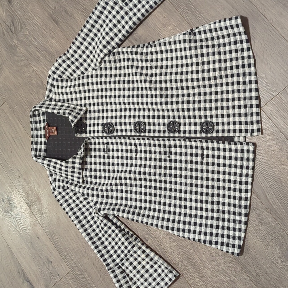 Multiples Checkered Bell Sleeve Jacket